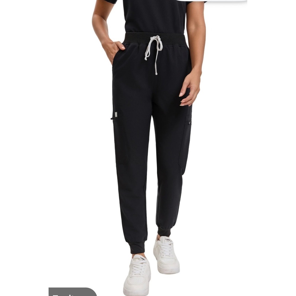 FIGS Technical Collection Zamora Jogger Scrub Pants Black XS Cargo Pockets
